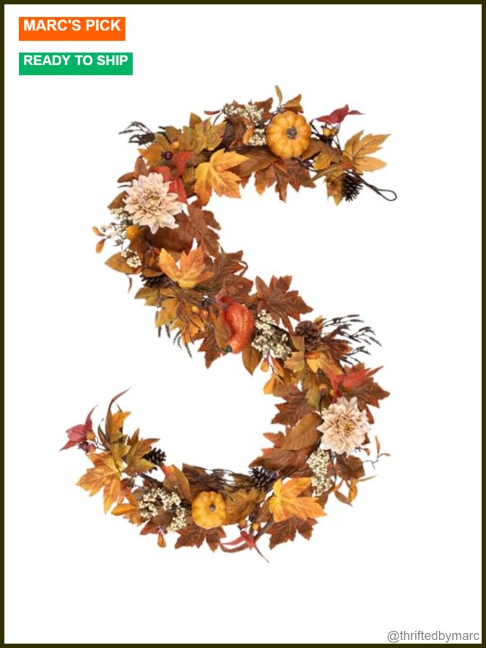 6Ft Lifelike Fall Garland with Pumpkins Berries Pine Cones Thanksgiving Home